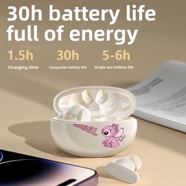 Disney Stitch Angel Bluetooth Earbuds DX01 Wireless Bluetooth Earphones HiFi Sound HD Call Headsets Noise Reduction Long Standby - 图片 5