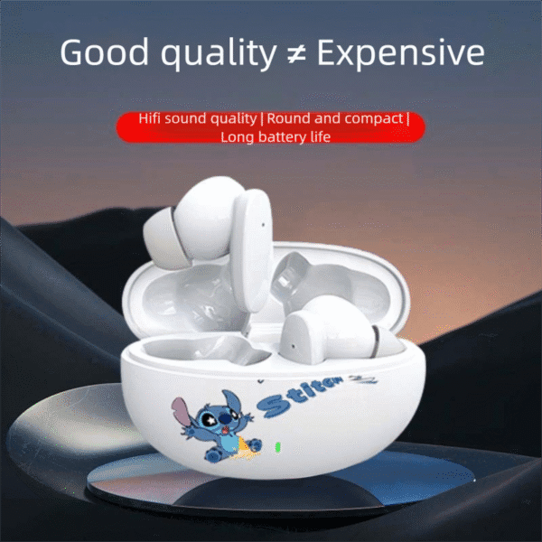 Disney Stitch Angel Bluetooth Earbuds DX01 Wireless Bluetooth Earphones HiFi Sound HD Call Headsets Noise Reduction Long Standby