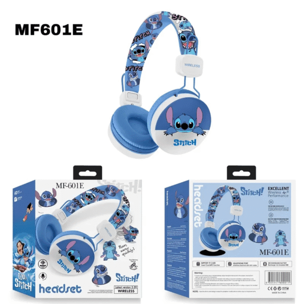 Disney Stitch Wireless Bluetooth Headphones Surround Sound Gaming Headsets Cartoon Anime Music Overhead Earphones with Mic MF601 - 图片 2