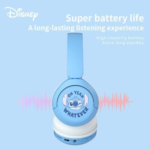 Disney Stitch X6 HIFI Sound Stereo Foldable Kids Gaming Headphone Wireless Bluetooth Earphones with Mic Anime Cartoon Kids Gifts - 图片 5