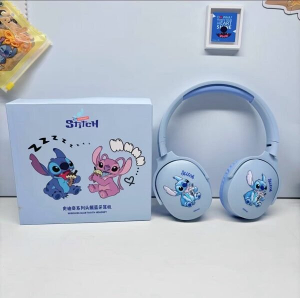P2961 Disney Stitch Wireless Bluetooth Headphones Over Ear HiFi Stereo Headset Gamer Music Sports Earphones TF/AUX with HD Mic