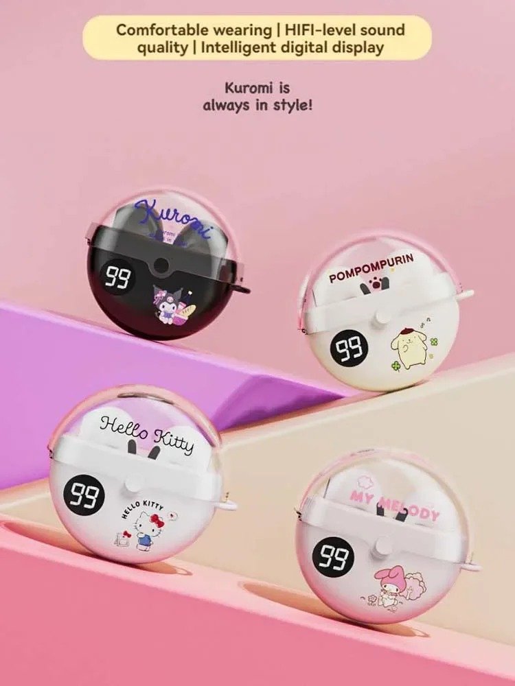 Sanrio Q77 TWS Earbuds Hello Kitty Wireless Earphones Bluetooth My Melody Music Sport Touch Control Gaming Headphones Gifts
